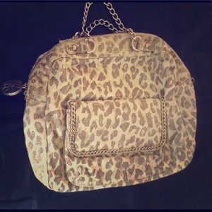 7286 Lindsay Lohan Gold Leopard Print Bag